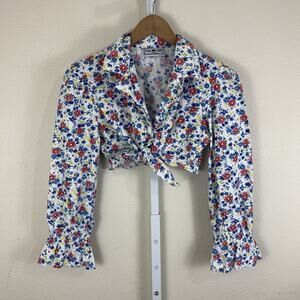 Star Cody Vintage Floral Tie Front Crop Top M/L